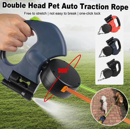Dual Dog Leash with Swivel & LED Light